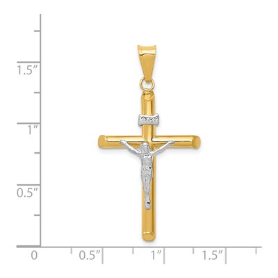 14K Two-Tone Gold INRI Crucifix Pendant – view 4
