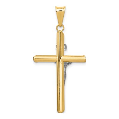 14K Two-Tone Gold INRI Crucifix Pendant – view 5