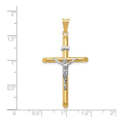 14K Two-Tone Gold INRI Crucifix Pendant – view 4
