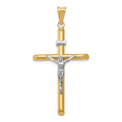 14K Two-Tone Gold INRI Crucifix Pendant