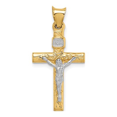 14K Two-Tone Gold Crucifix Pendant