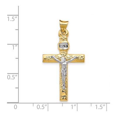 14K Two-Tone Gold INRI Crucifix Pendant – view 4