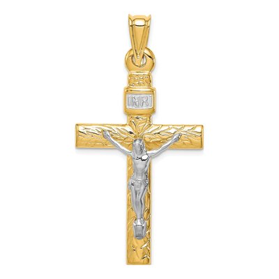 14K Two-Tone Gold Crucifix Pendant