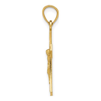 14K Yellow Gold Diamond-Cut Crucifix Pendant – view 2