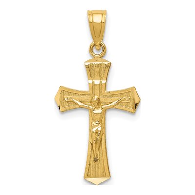 14K Yellow Gold Diamond-Cut Crucifix Pendant