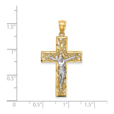 14K Two-Tone Gold Crucifix Pendant – view 4