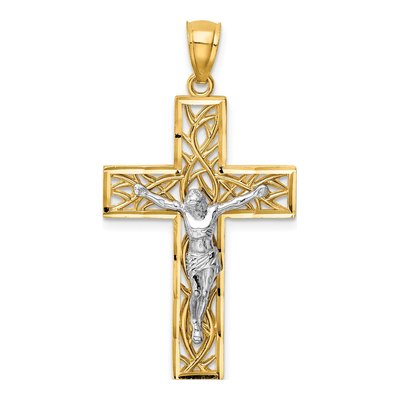 14K Two-Tone Gold Crucifix Pendant