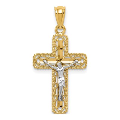 14K Two-Tone Gold Crucifix Pendant