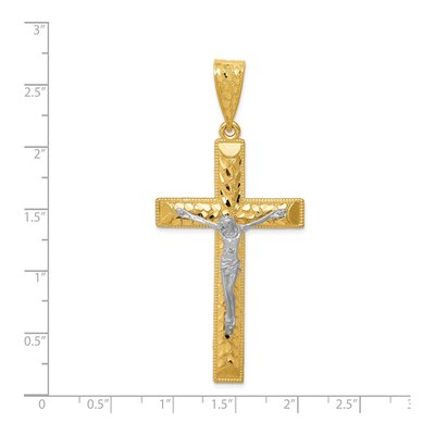 14K Two-Tone Gold Diamond-Cut Crucifix Pendant – view 3