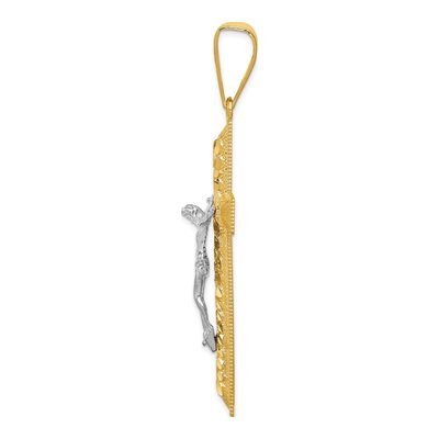 14K Two-Tone Gold Diamond-Cut Crucifix Pendant – view 4