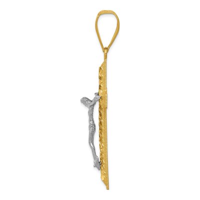 14K Two-Tone Gold Diamond-Cut Crucifix Pendant – view 3