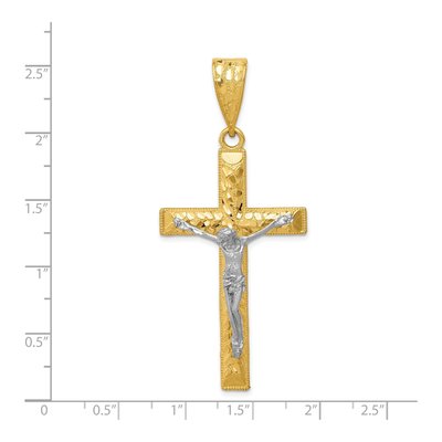 14K Two-Tone Gold Diamond-Cut Crucifix Pendant – view 4