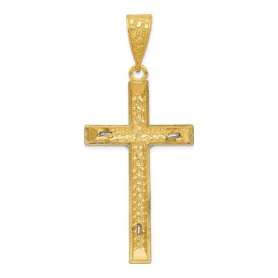 14K Two-Tone Gold Diamond-Cut Crucifix Pendant – view 5