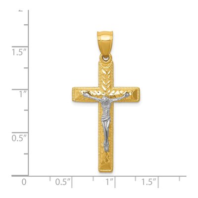 14K Two-Tone Gold Diamond-Cut Crucifix Pendant – view 4