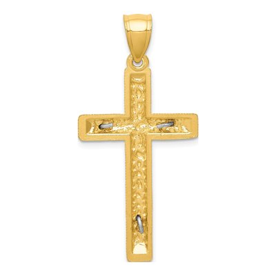 14K Two-Tone Gold Diamond-Cut Crucifix Pendant – view 5
