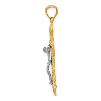 14K Two-Tone Gold Diamond-Cut Crucifix Pendant – view 3