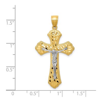 14K Two-Tone Gold Diamond-Cut Crucifix Pendant – view 4