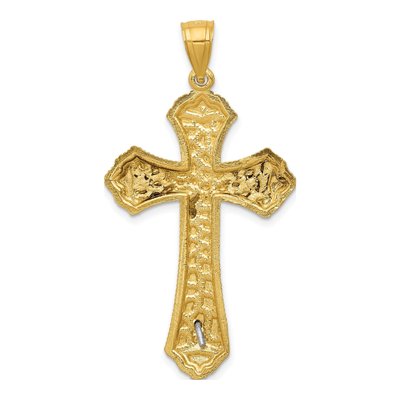 14K Two-Tone Gold Diamond-Cut Crucifix Pendant – view 5