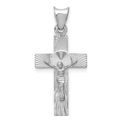 14K White Gold Crucifix Pendant