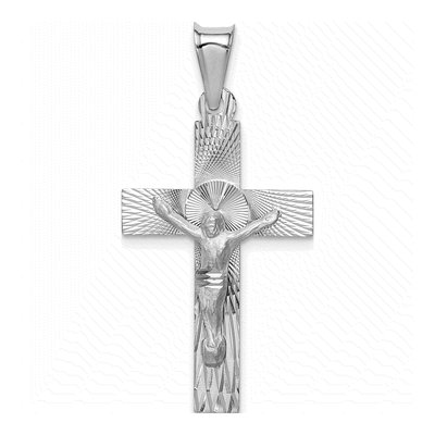 14K White Gold Crucifix Pendant