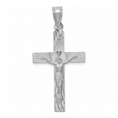 14K White Gold Crucifix Pendant