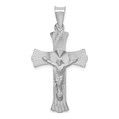 14K White Gold Crucifix Pendant