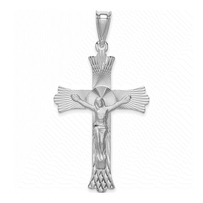 14K White Gold Crucifix Pendant