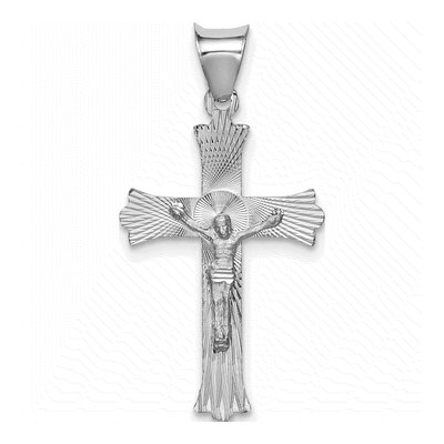 14K White Gold Crucifix Pendant