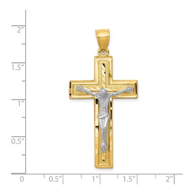 14K Two-Tone Gold Diamond-Cut Latin Crucifix Pendant – view 4