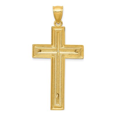 14K Two-Tone Gold Diamond-Cut Latin Crucifix Pendant – view 5