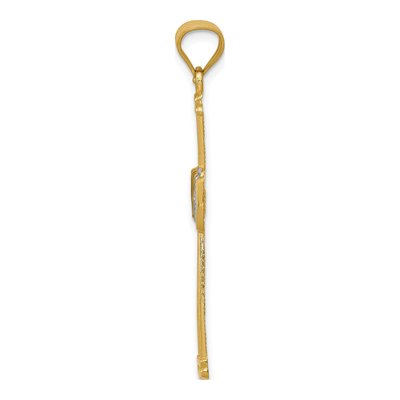 14K Yellow Gold Diamond-Cut Filigree Cross Pendant – view 3