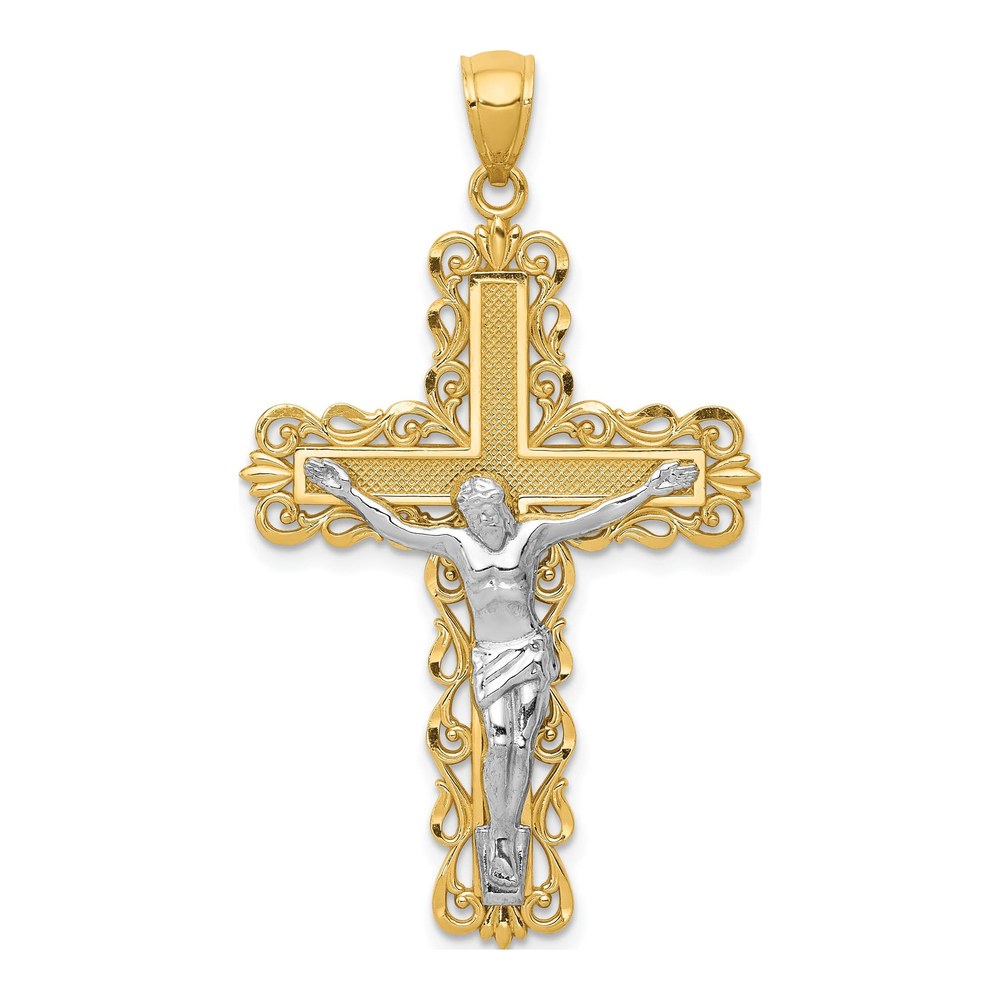 14K Two-Tone Gold Crucifix Pendant