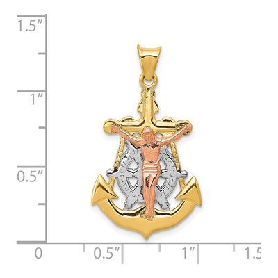 14K Tri-Color Gold Mariner Crucifix Pendant – view 4