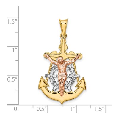 14K Tri-Color Gold Mariner Crucifix Pendant – view 5