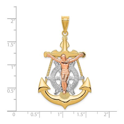 14K Tri-Color Gold Mariner Crucifix Pendant – view 4
