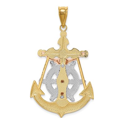 14K Tri-Color Gold Mariner Crucifix Pendant – view 5