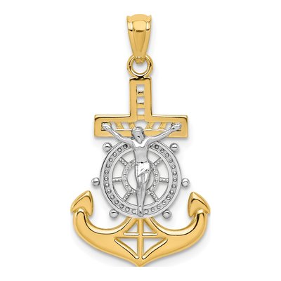 14K Yellow Gold Mariners Crucifix Pendant