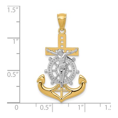 14K Yellow Gold Mariners Crucifix Pendant – view 4