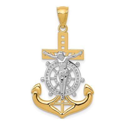 14K Yellow Gold Mariners Crucifix Pendant