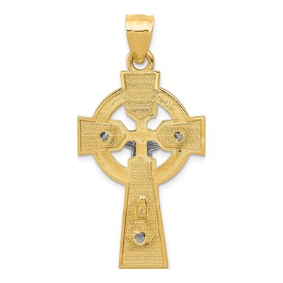 14K Two-Tone Gold Celtic INRI Crucifix Pendant – view 5