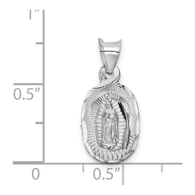 14K White Gold Our of Guadalupe Oval Pendant – view 4