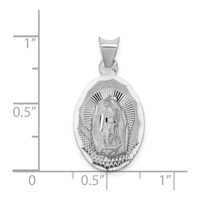 14K White Gold Our of Guadalupe Oval Pendant – view 4