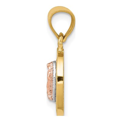 14K Two-Tone Gold CZ Guadalupe Oval Pendant – view 3