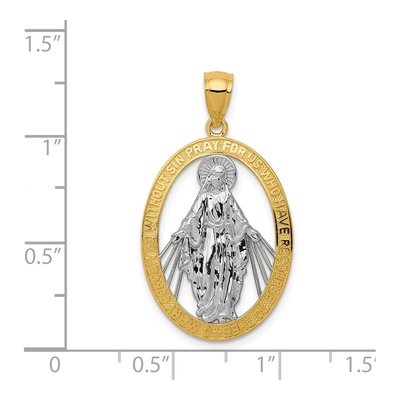 14K Yellow Gold Miraculous Medal Oval Pendant – view 4