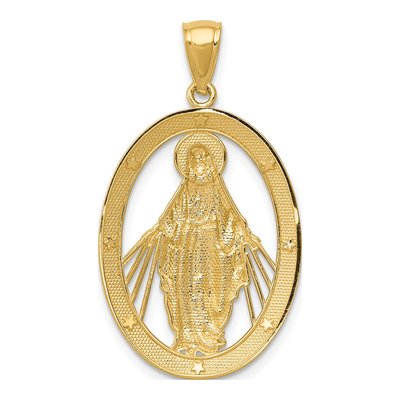 14K Yellow Gold Miraculous Medal Oval Pendant – view 5