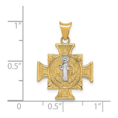 14K Yellow Gold St Benedict Cross Pendant – view 4