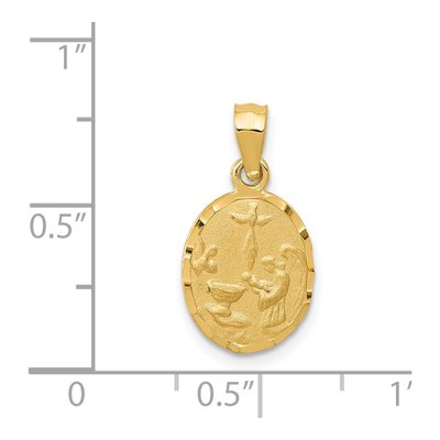 14K Yellow Gold Baptism Oval Pendant – view 4
