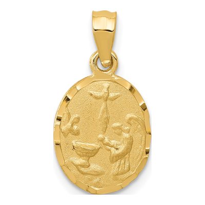 14K Yellow Gold Baptism Oval Pendant