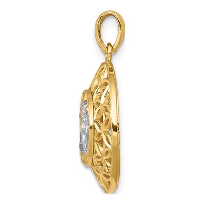 14K Yellow Gold Filigree Guardian Angel Pendant – view 3