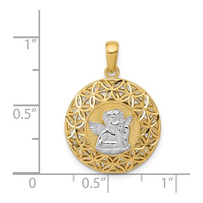 14K Yellow Gold Filigree Guardian Angel Pendant – view 4